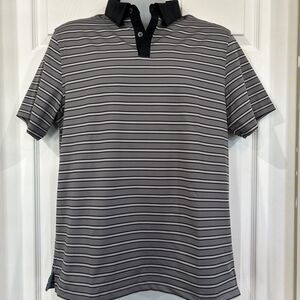 Rhone Polo Men's M Gray Black Stripe Golf Sport Performance Stretch Flex